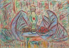 Wacław Taranczewski, MARTWA NATURA Z ZIELONĄ KARAFKĄ, pastel, papier