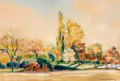 JESIEŃ by Mieczysław Filipkiewicz, akwarela, papier, sold Jun 2017