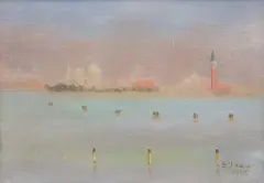 Soter Jaxa-Małachowski, WENECJA, 1905, olej, płótno naklejone na tekturę