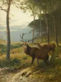 Christian Kröner, JELEŃ I ŁANIA, 1888, olej, płótno