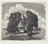 Stefan Łukaszewski, KOŚCIÓŁEK NA OBIDOWEJ, 1955, akwaforta, papier