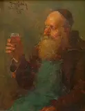 PRÓBA WINA by Włodzimierz (Wladimir) Magidey, 1925, olej, deska, offered Jun 2017