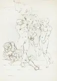 Jacek Malczewski, SCENA MITOLOGICZNA. PERSEUSZ I GORGONY, tusz, ołówek, papier