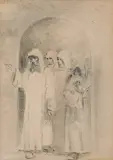 Jacek Malczewski, MNISI. POSTACIE MNICHÓW, ołówek, węgiel, papier
