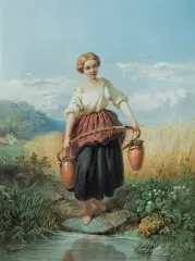 Ferdinand Marohn, DZIEWCZYNA U ŹRÓDŁA, akwarela, gwasz, papier