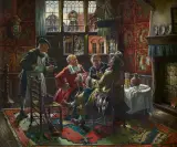Adolf Nauer, ROZMOWA PO POLOWANIU, olej, płótno
