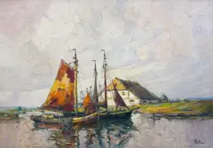 KUTRY RYBACKIE by Rudolf Priebe, olej, płótno, offered Jun 2017