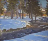 Jan Rykała, POTOK NA SKRAJU WSI, 1935, olej, tektura