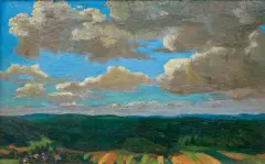 Henryk Uziemblo, PEJZAŻ Z OLCZY NA PODHALU, 1929, olej, tektura