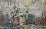 PLAC ZAMKOWY by Włodzimierz Zakrzewski, 1969, olej, sklejka, sold Jun 2017