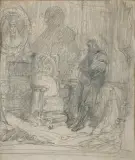 Jan Matejko, ZYGMUNT AUGUST PRZED PORTRETEM RADZIWIŁŁÓWNY, ołówek, papier