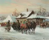 ZIMĄ NA WSI by Władysław Chmieliński, olej, płótno, offered Jun 2017