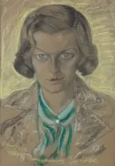Stanisław Ignacy Witkiewicz, PORTRET BARBARY MIKUCKIEJ, 30 IX 1937, pastel, papier beżowy