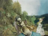 Jerzy Duda-Gracz, OBRAZ 1706 WIEŚ OCHOTNICA-UPADŁY ANIOŁ PRZYDROŻNY, olej, płyta pilśniowa