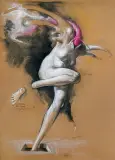 OLA BOGA, CZYJA NOGA by Franciszek Starowieyski, 1975, pastel, papier pakowy, offered Jun 2017