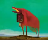 BEZ TYTUŁU (CZERWONA BESTIA) by Zdzisław Beksiński, 1974, olej, płyta pilśniowa, offered Jun 2017