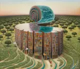 AMONIT BIBLIOTECZNY by Jacek Yerka, 2017, akryl, płótno, sold Jun 2017