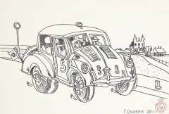 Edward Dwurnik, Radiowóz, z cyklu Pojazdy, 1973, flamaster, papier