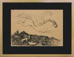 Bez tytułu by Władysław Hasior, 1955-1958, tusz, pastel, papier, sold May 2017