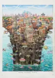 KRÓTKA HISTORIA ŚWIATA by Jacek Yerka, 2017, kredki barwne, ołówek, karton, sold May 2017
