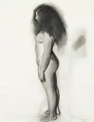 Tibor Csernus, AKT, 1978, tusz, węgiel, papier kremowy żeberkowy