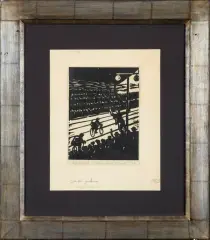 FINISZ by Jerzy Skarżyński, 1953, linoryt, papier, sold Apr 2017