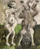 Jan Lebensztejn, ZABAWY Z FAUNEM, 1968, tusz pióro, pędzel, akwarela, papier