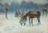 Jerzy Kossak, ŻOŁNIERZE NAPOLEOŃSCY W ZIMOWEJ WĘDRÓWCE