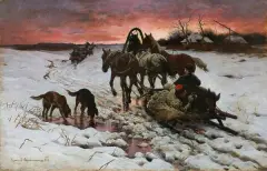 Zygmunt Ajdukiewicz, POWRÓT Z POLOWANIA, 1887, olej, płótno
