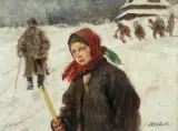 Teodor Axentowicz, NA GROMNICZNĄ, olej, tektura
