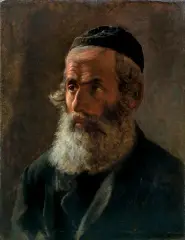 Karl Witkowski, PORTRET RABINA, ok. 1882, olej, karton naklejony na płótno