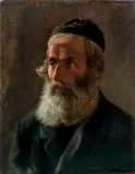 Karl Witkowski, PORTRET RABINA, ok. 1882, olej, karton naklejony na płótno