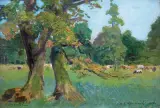 STARE DĘBY by Michał Gorstkin-Wywiórski, 1906, olej, płótno naklejone na tekturę, sold Mar 2017