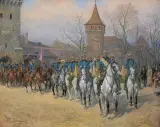 Feliks Franić, DEFILADA 8 PUŁKU UŁANÓW, olej, płótno