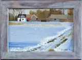 Łukasz Dymiński, WIEŚ NAD STAWEM, 2014, olej, płótno