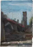 Kacper Woźny, Most Poniatowskiego w Warszawie, 2016, olej, tektura