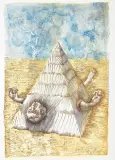 KOMPOZYCJA Z PIRAMIDĄ by Jan Lebensztejn, 1972, litografia barwna, papier, sold Jan 2017