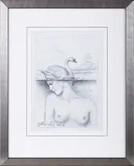 Rafał Olbiński, KOBIETA – ŁABĘDŹ, 2016, ołówek, papier