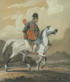 Aleksander Orłowski, JEŹDZIEC WSCHODNI, pastel, karton