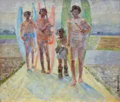 Jacek Malczewski, ANIOŁOWIE Z TOBIASZEM, olej, płótno