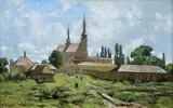 KOŚCIÓŁ I KLASZTOR W KIELECKIEM by Władysław Aleksander Malecki, lata 80. XIX w., olej, płótno, sold Dec 2016