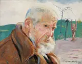 W DRODZE. STARZEC I ANIOŁ by Vlastimil Hofman, 1925, olej, deska, sold Dec 2016