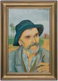 STARZEC Z FAJKĄ by Vlastimil Hofman, 1928, olej, płótno, sold Dec 2016