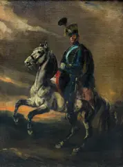 Piotr Michałowski, KAWALERZYSTA NA KONIU, 1836-1850, olej, płótno
