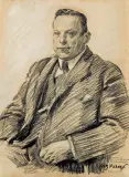 Józef Mehoffer, PORTRET MECENASA KONRADA KOLSZEWSKIEGO, 1923, kredka, węgiel, papier
