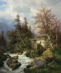 Carl Hasch, TARTAK W GÓRACH, 1890, olej, płótno
