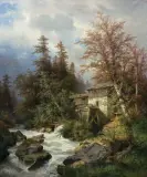 Carl Hasch, TARTAK W GÓRACH, 1890, olej, płótno