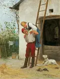 Antoni Kozakiewicz, ZALOTY, ok. 1880, olej, deska