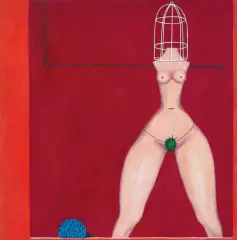 Edward Krasiński, TORS KOBIETY W KLATCE, I POŁOWA LAT 50. XX w., tempera, dykta