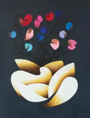 KOMPOZYCJA by Witold-K, 1979, akryl, płótno, sold Dec 2016